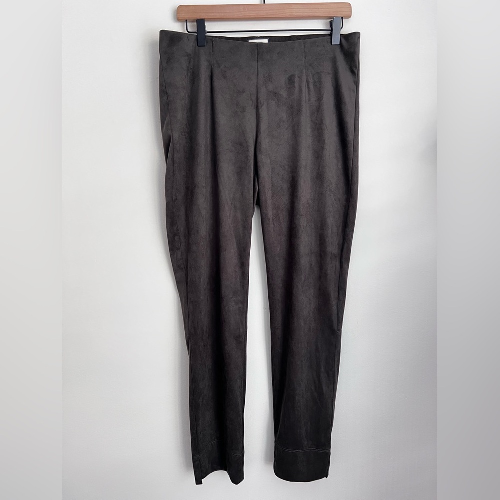 Seductive Womens Elastic waist faux suede High Rise Straight Sabrina Pants brown